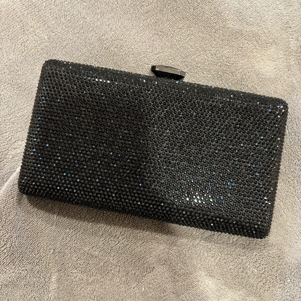 Black sparkly clutch with detachable chain